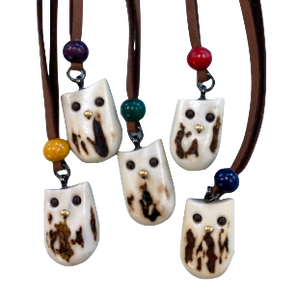 【えぞ鹿工房カルペ】鹿角フクロウペンダント